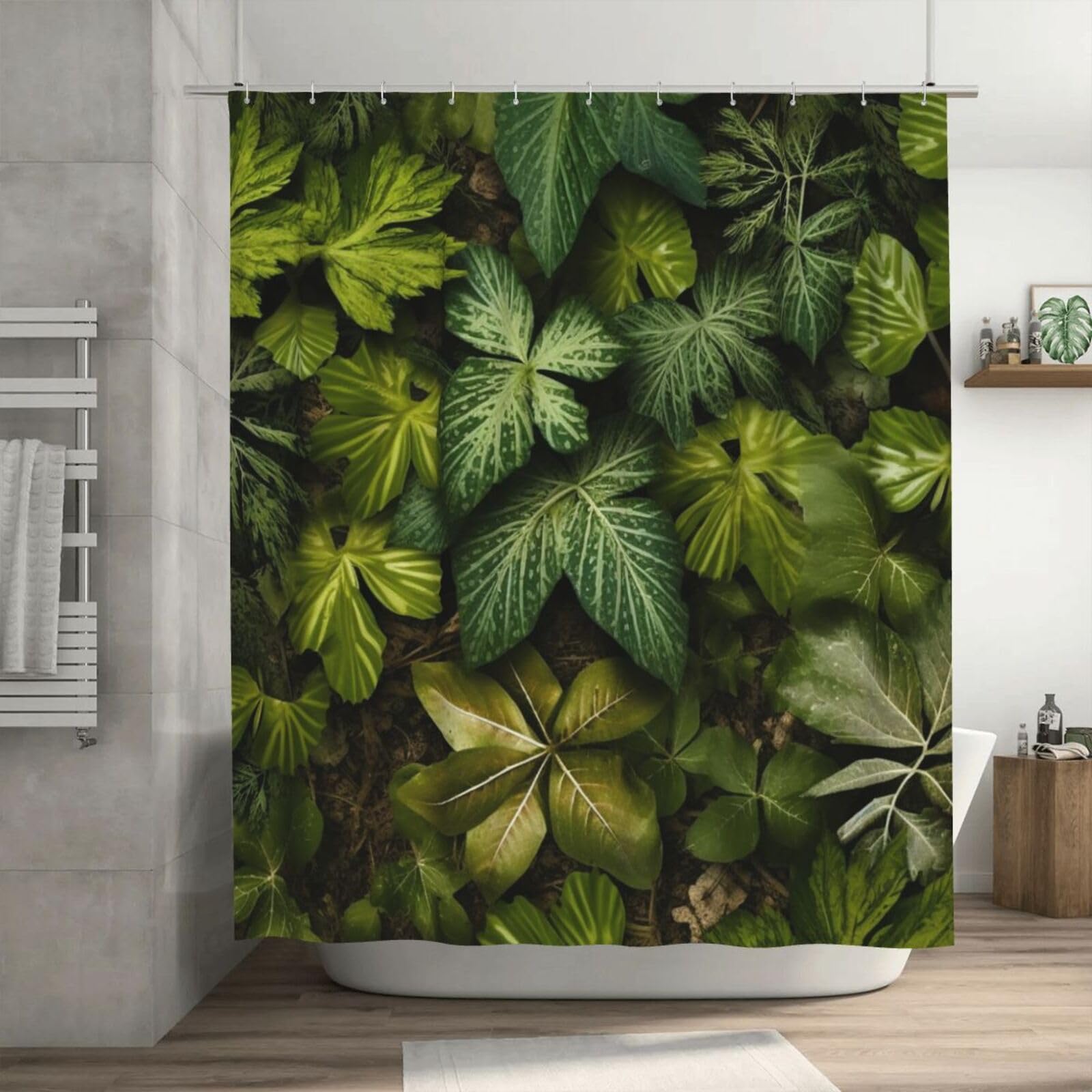 Rideau de douche épais anti-moisissure et étanche à motif feuilles de jardin pour douche