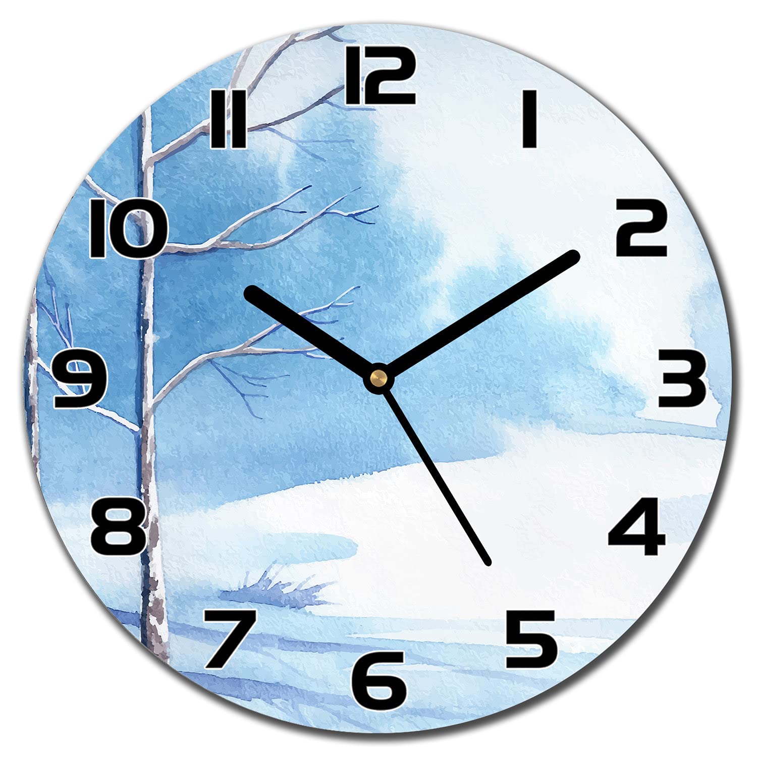 Horloge en verre de sécurité impression moderne paysage d'hiver forêt Coloray luxe 30 cm