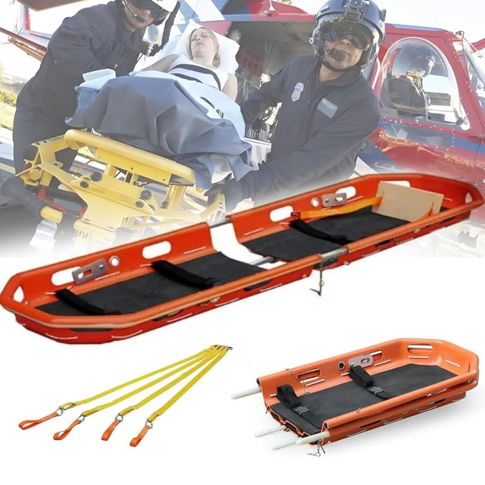 SGKOMN Emergency Rescue Basket Stretcher, with Detachable Design and Lifting Bridle Portable Outdoor Lifesaving Stretcher, for Air, Sea, Mountain Medical Transport