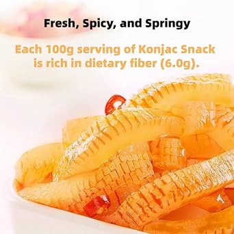 Weilong Konjac Spicy Strips 210g | Low Calorie, High Fibre | Ready to eat, Q-bounce chewy texture, Vegan Asian snack, Ideal for office, lunch box & movie nights