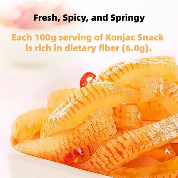 Weilong Konjac Spicy Strips 210g | Low Calorie, High Fibre | Ready to eat, Q-bounce chewy texture, Vegan Asian snack, Ideal for office, lunch box & movie nights