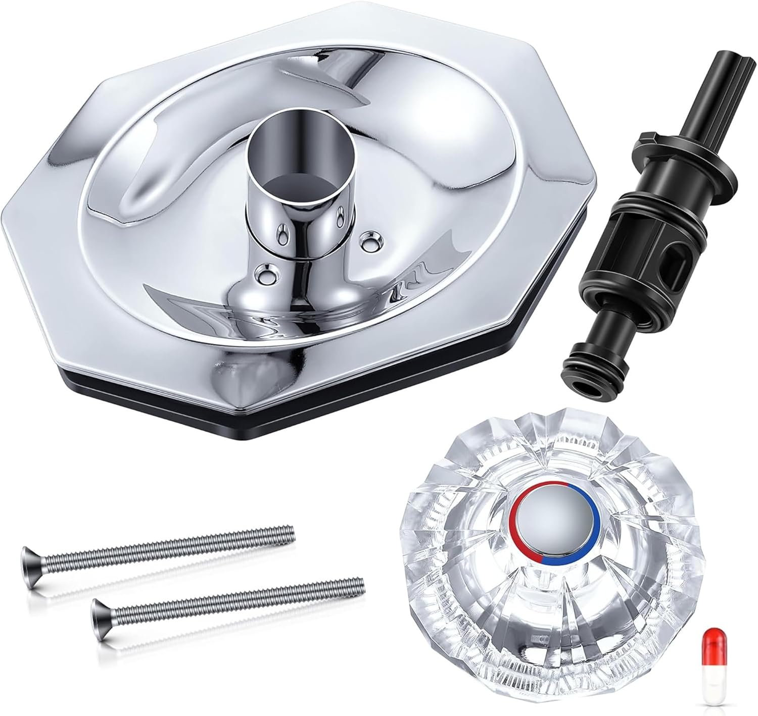 Dreyoo Compatible with Price/Pfister Avante Trim Kit, Applied for Tub and Shower Faucet, Push Pull Shower Valve Parts with Cartridge, Escutcheon, Screws, Sleeve, Handle and Gasket (Chrome)