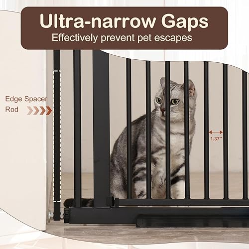 Miniatura 5 de SMONTER Puerta para gatos extra alta de 55 pulgadas de alto, puerta de bebé para puertas, se expande a 34 pulgadas de ancho, color negro
