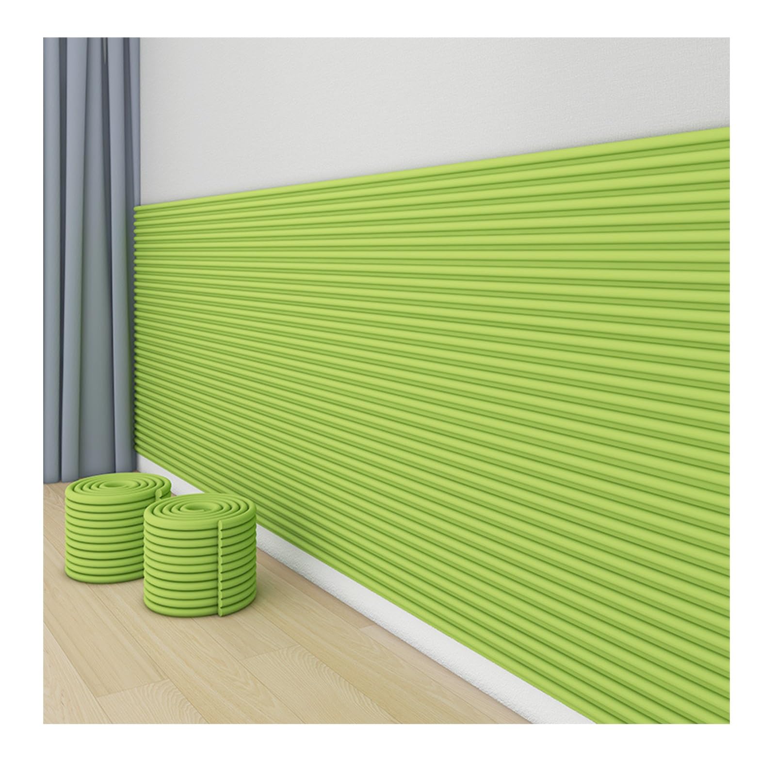 Anti Collision Wall Padding, Soft Padded Wall Panels for Bedroom, 20x200cm Upholstered Wall Panels Self Adhesive, Peel and Stick on Headboard Panels for Bedroom, Nursery, Living Room(Green,20x200cm 2p