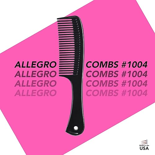 Miniatura 8 de Allegro Comb 1004 Peines desenredantes de dientes anchos para mujeres, estilistas, peine de pelo rizado para hombre, 2 piezas (negro)