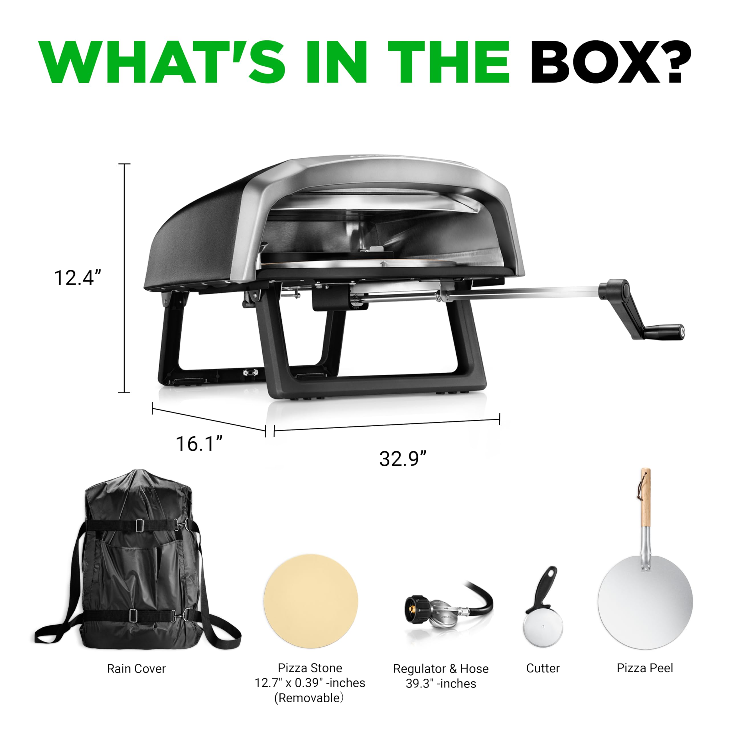 NutriChef Forni per pizza portatili da esterno da tavolo, forno per pizza a gas da 30,5 cm, pietra per pizza rotante a 360°, macchina per pizza a riscaldamento rapido, griglia per pizza in acciaio