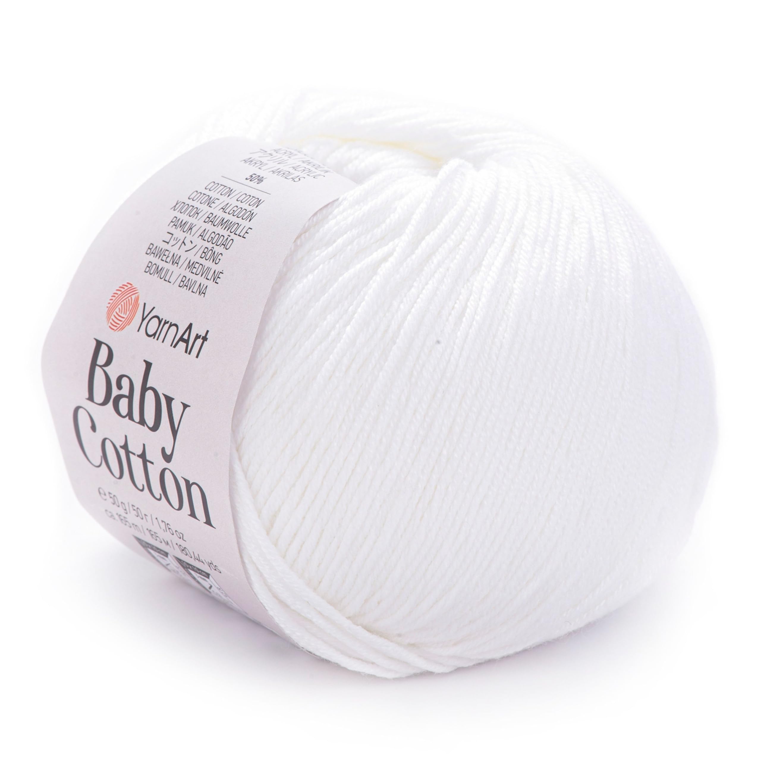 YarnArt Baby Cotton Yarn - Soft Knitting Yarn for Baby & Summer, 50% Cotton 50% Acrylic, 1.76 Oz, 180.44 Yds, Ideal for Amigurumi & Crochet Projects (400)