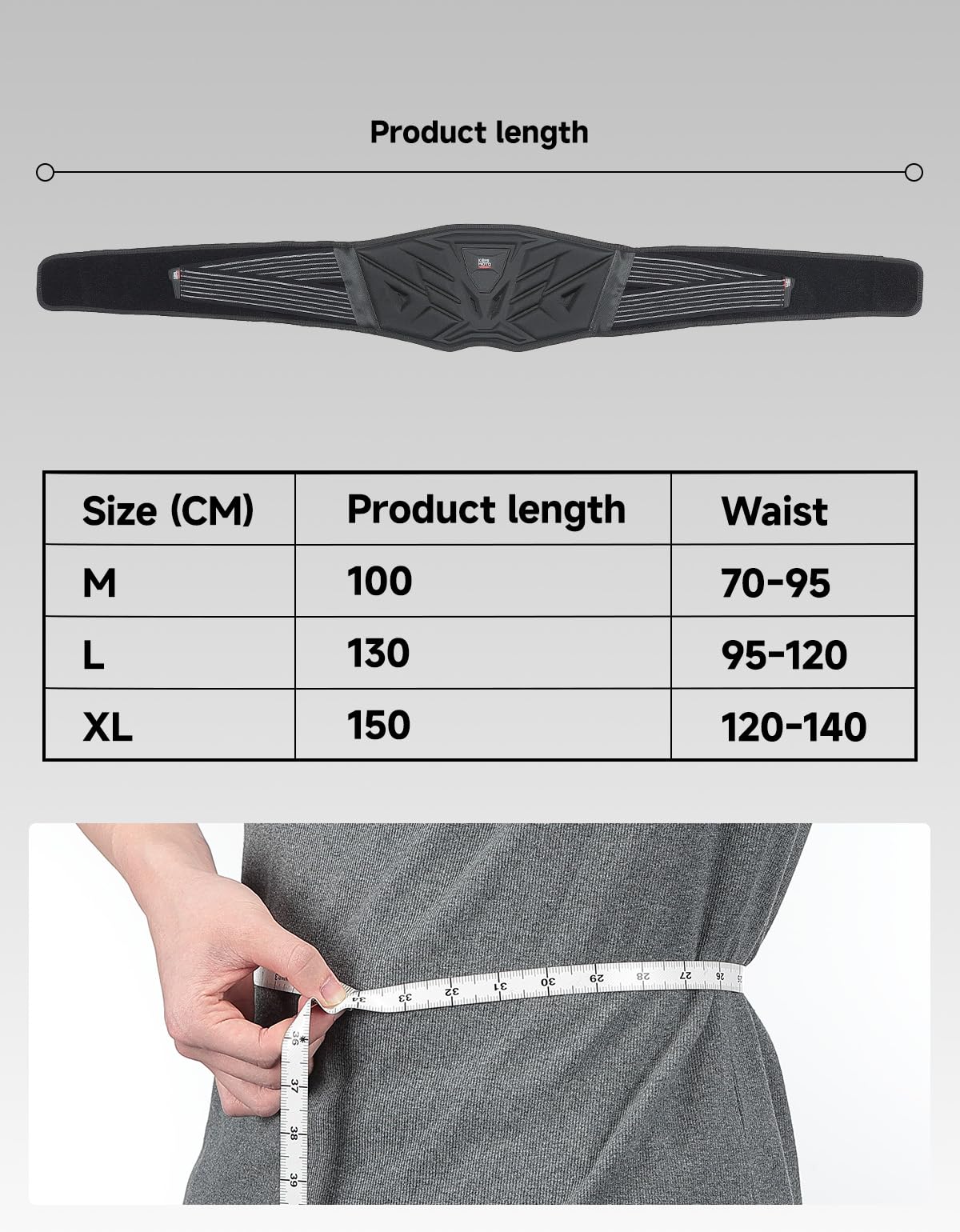 KEMIMOTO Fascia Lombare Moto Unisex, Supporto Lombare Elastica con Guscio Rigido in EVA, Cintura Lombare Traspirante Regolabile per Motociclismo, Ciclismo