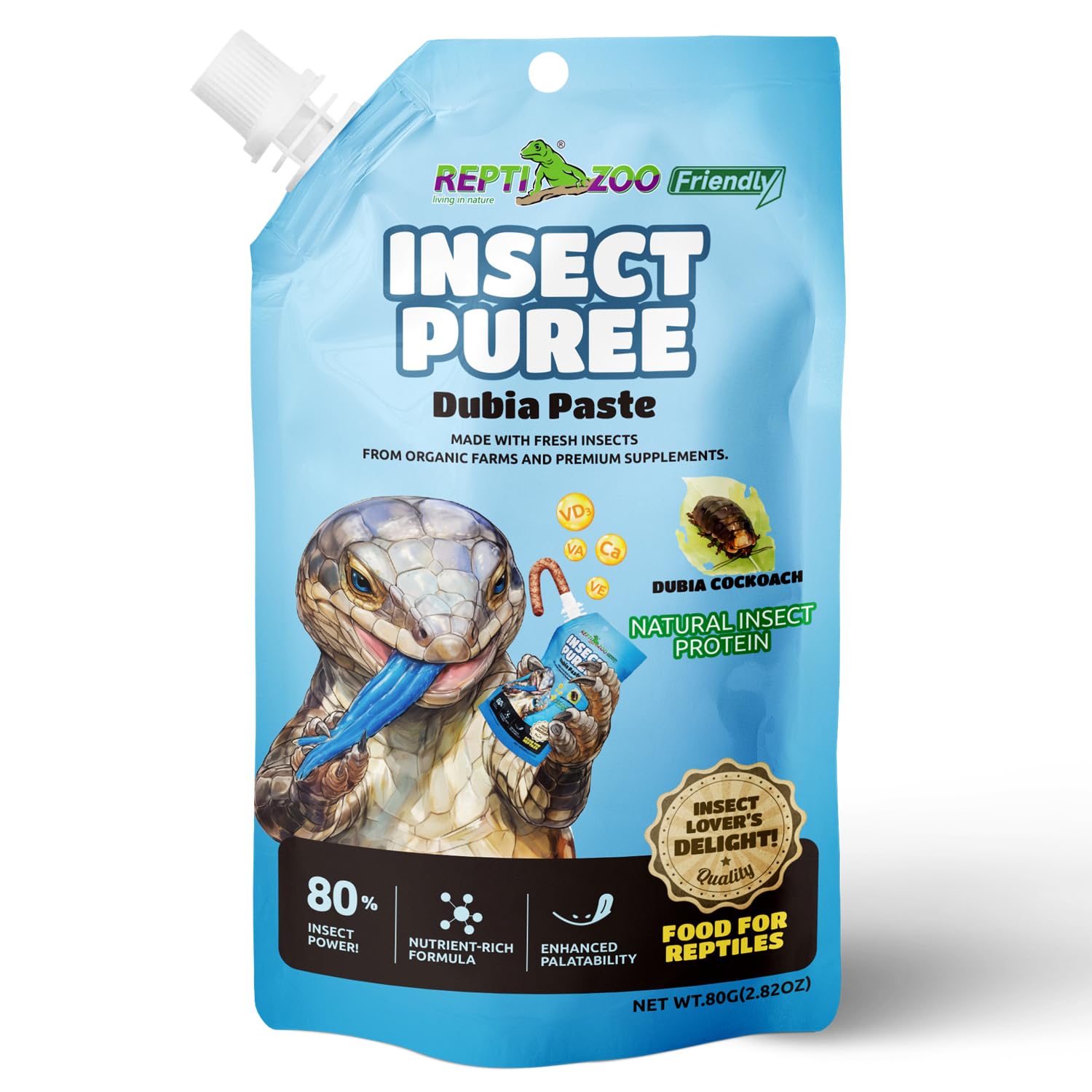 Crested Gecko Food Insect Puree, Dubia Paste Reptile Food Made with Fresh Insects Gecko Food Complete Diet 2.82oz