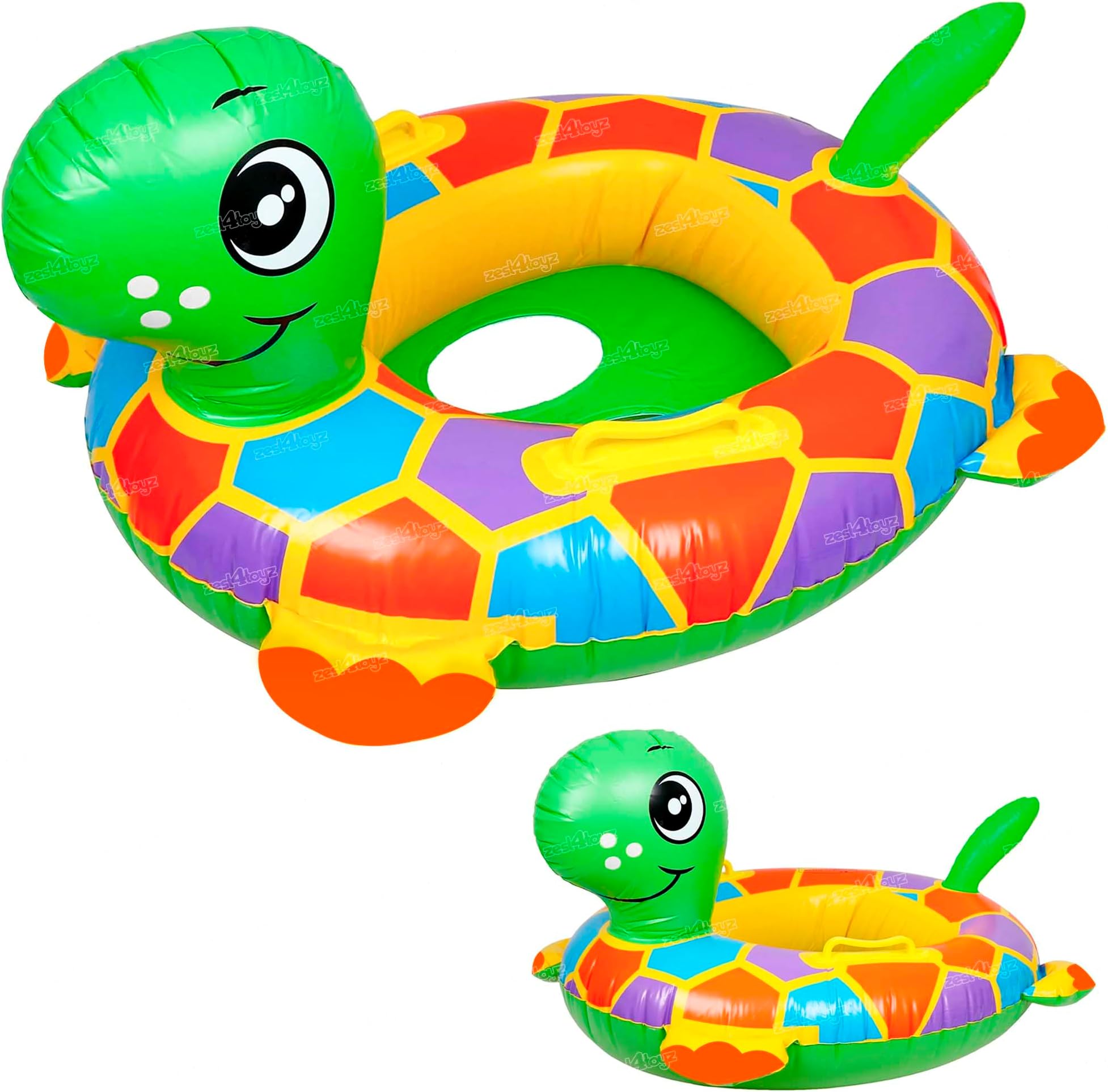 Zest 4 Toyz Pool Party Swimming Rings for Kids Inflatable Ring Tortoise Swim Learning Float Tube for 3+ Years Girls and Boys (Green)