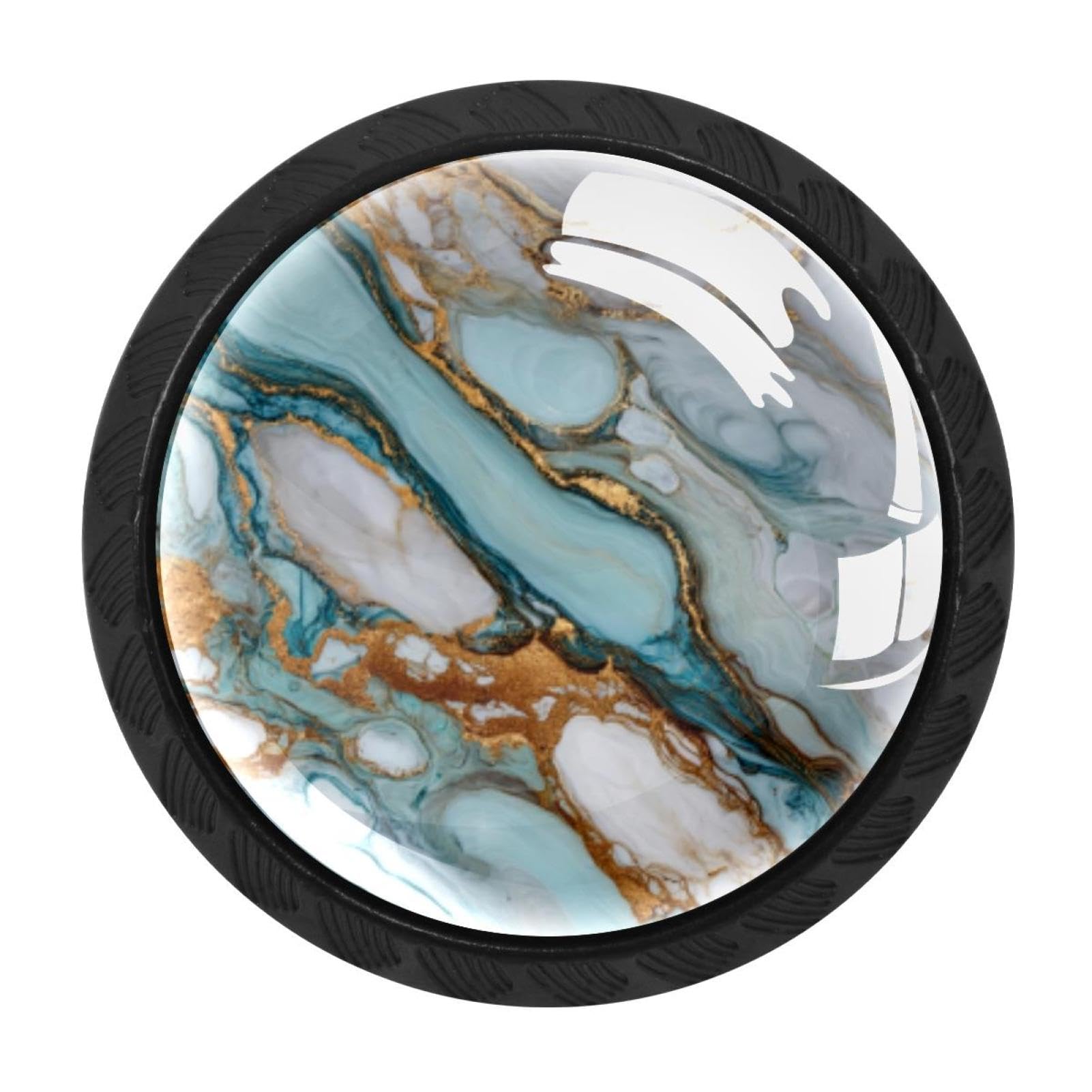 CHENZZZZ Cyan Gold Marble White (2) Drawer Knobs Pull Handle Crystal Glass Circle Shape Cabinet Drawer Pulls Cupboard Knobs with Screws for Kitchen Cupboard Dresser Wardrobe etc