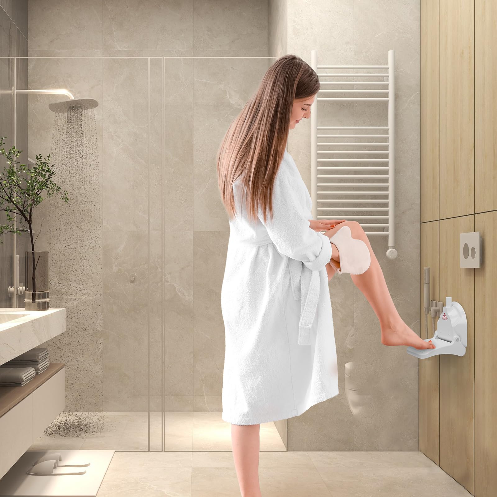 Showe - Reposapiés de ducha con ventosa sin perforación, reposapiés para afeitarse piernas, pedal de baño reutilizable, reposapiés de pedicura, asistencia de piernas de afeitado de ducha, capacidad de