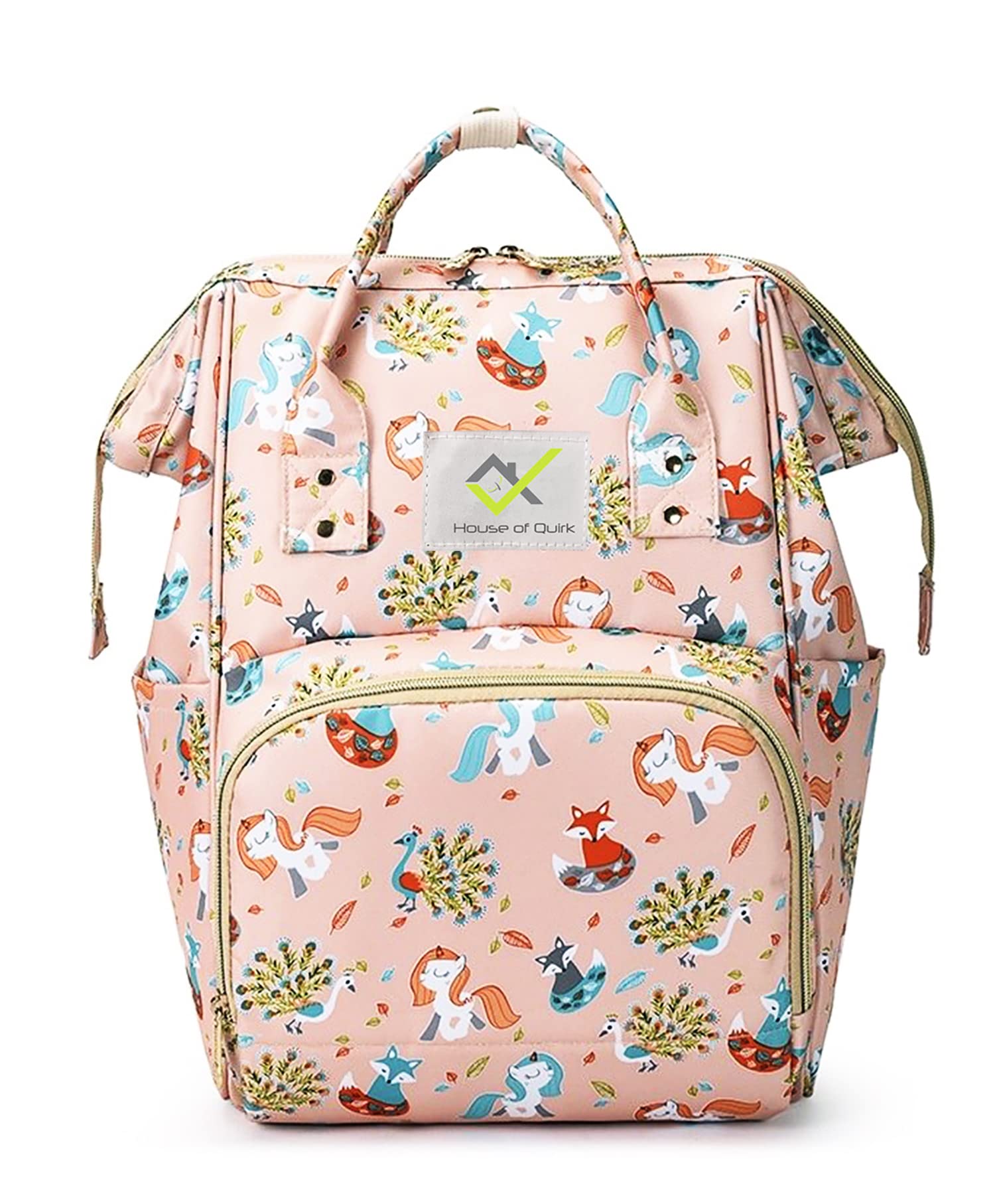 House of Quirk 18 Litres Baby Diaper Bag Maternity Backpack - Pink Fox-image-38