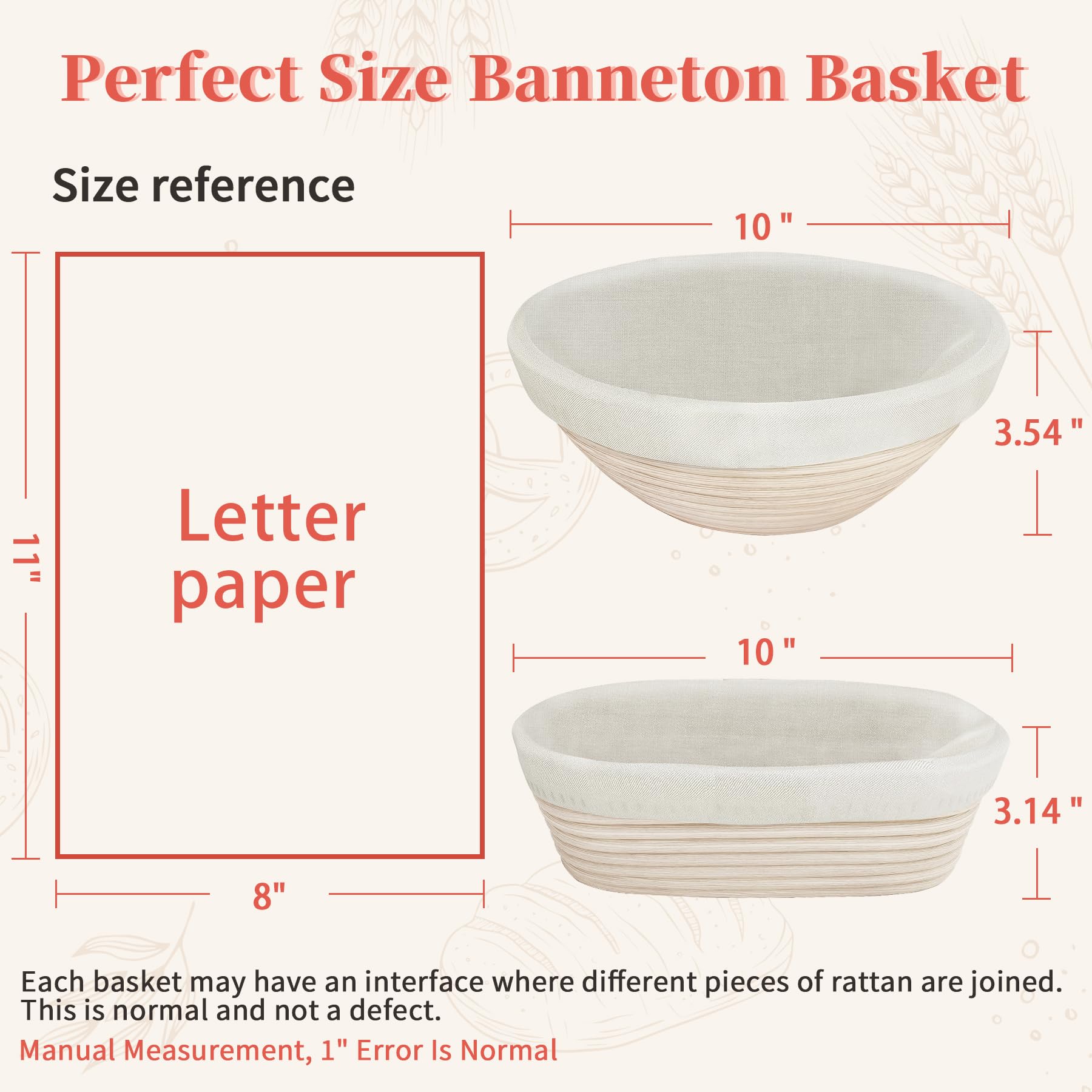Aliggbent 38Pcs Sourdough Bread Baking Supplies, 10'' Round & Oval Banneton Bread Proofing Baskets with 24 oz Sourdough Starter Jar Kit, Digital Scale, Bags & Bread Making Tools Kit for Artisan Baking
