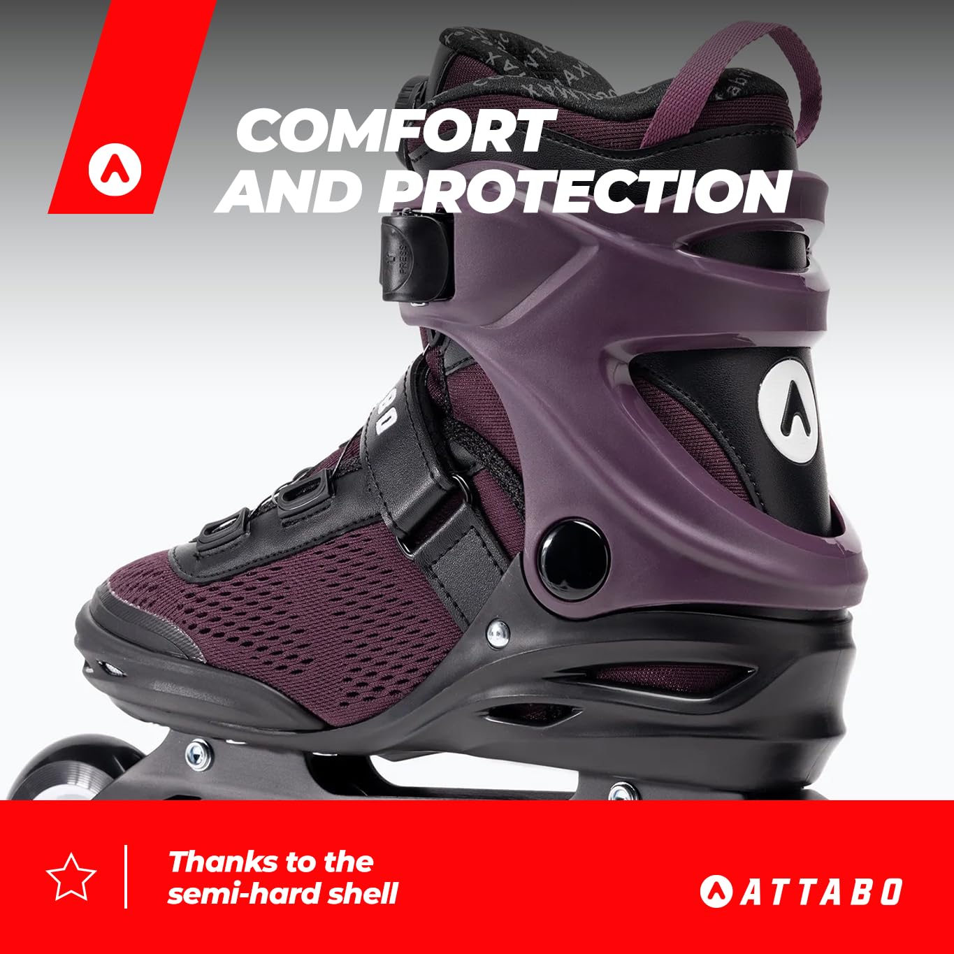 ATTABO Patines en Línea Fitness OneFoot 36-40 EU Violeta Patines de Mujer Ligeros y Duraderos PP Shell Coolmax Lining Montaje rápido FITGo Rodamientos ABEC-7 Ruedas PU 82A Cómodos y con Estilo