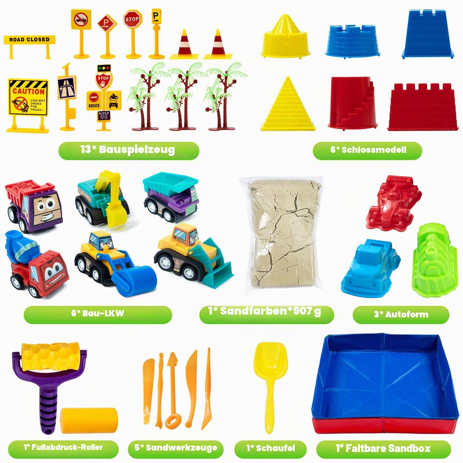 CROSOFMI Magic Sand Für Kinder Set Spielsand Faltbarer Sandkasten für Jungen Mädchen 3 4 5 6 7+ Jahre Alt