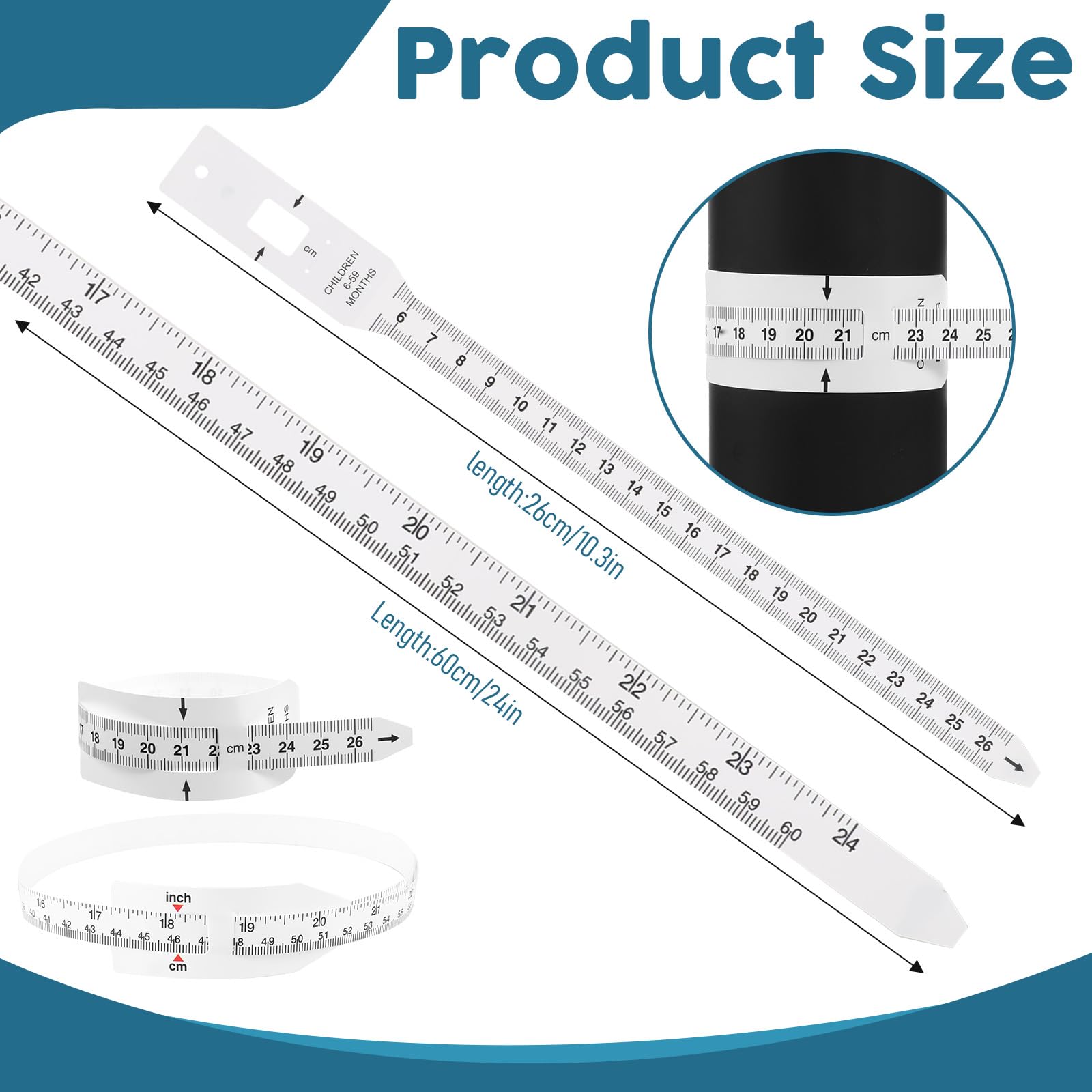 2 Pack Circumference Measuring Ruler Sublimation Blanks Tumbler Width Measurer Tape Measure Body Measuring Tape for Accurately Measure(2 Type)