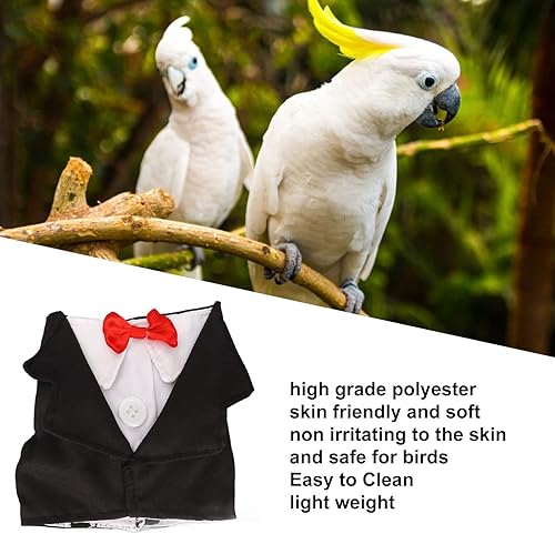 Miniatura 3 de Lindo traje de pájaros loros esmoquin con pajarita, ropa para pájaros, suave y agradable a la piel, traje de pájaro para loros, grises africanos,
