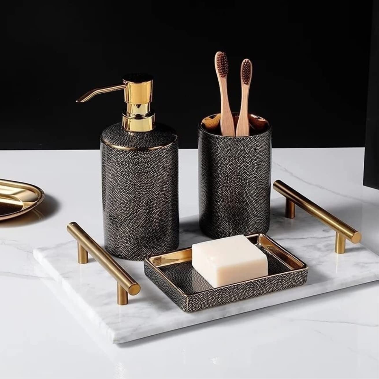 Badzubehör Set Badezimmer Set Bad-Accessoires-Set Badezimmer-Accessoires-Sets Leichte Luxus-Keramik Badezimmer-Deko-Accessroy-Set Badezimmer-Accessoires Badezimmer Zubehör Set Badezimmerzubehör-Set ( Küche, Haushalt & Wohnen