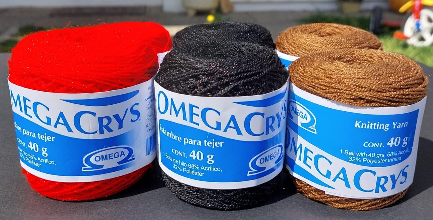 Hilo/Estambre Cristal para Tejer/Bordar Crochet a Mano de Mexico, (Paquete de 6) Multicolor. | Crystal Yarn from Mexico to Embroider Crochet Multicolor (6 Pack) (Red-Black-Coffee)