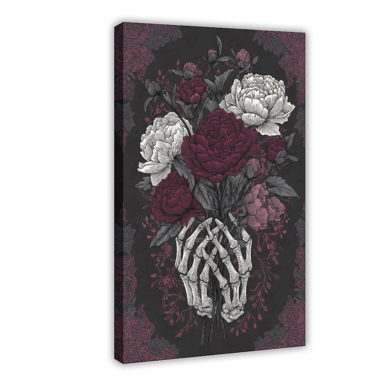 Gothic Floral Skeleton Hand Poster Canvas Poster for Bedroom Decor Gift