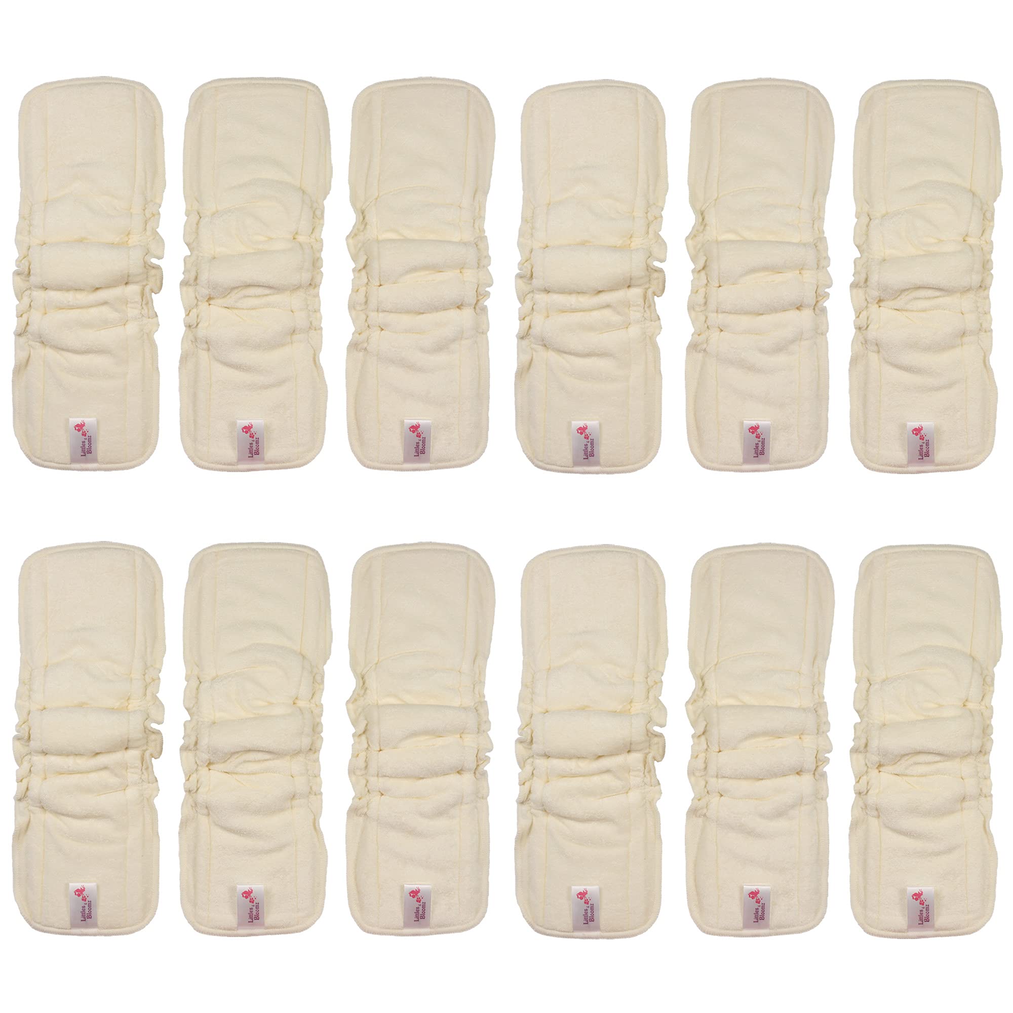 Littles and Bloomz BBC12 Insert de couche réutilisable en bambou avec soufflets élastiques, 5 couches, BBC12