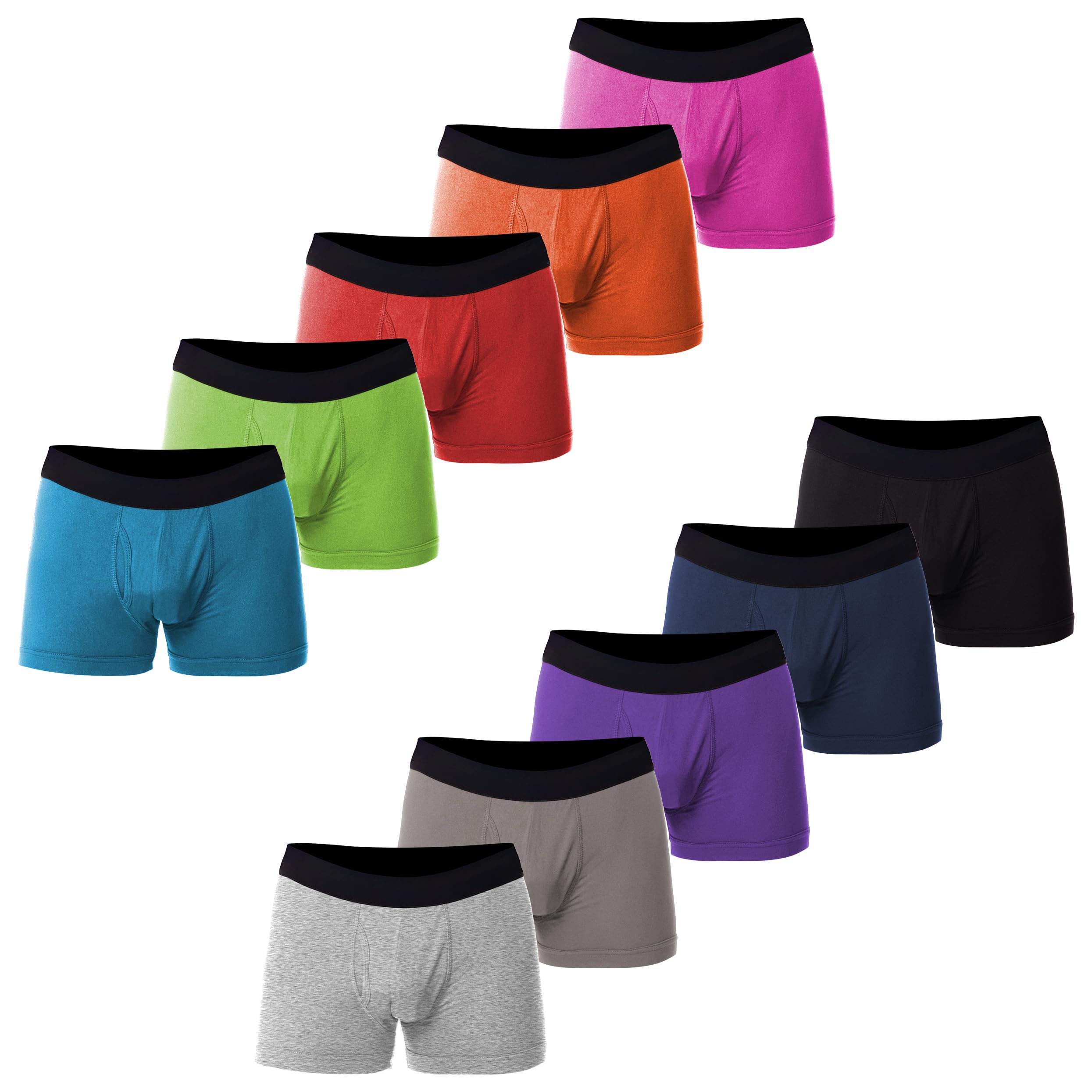 Andrew ScottMen's Cotton - Stretch Boxer Briefs | Sport Trunks | Multi Colors | Pack of 10