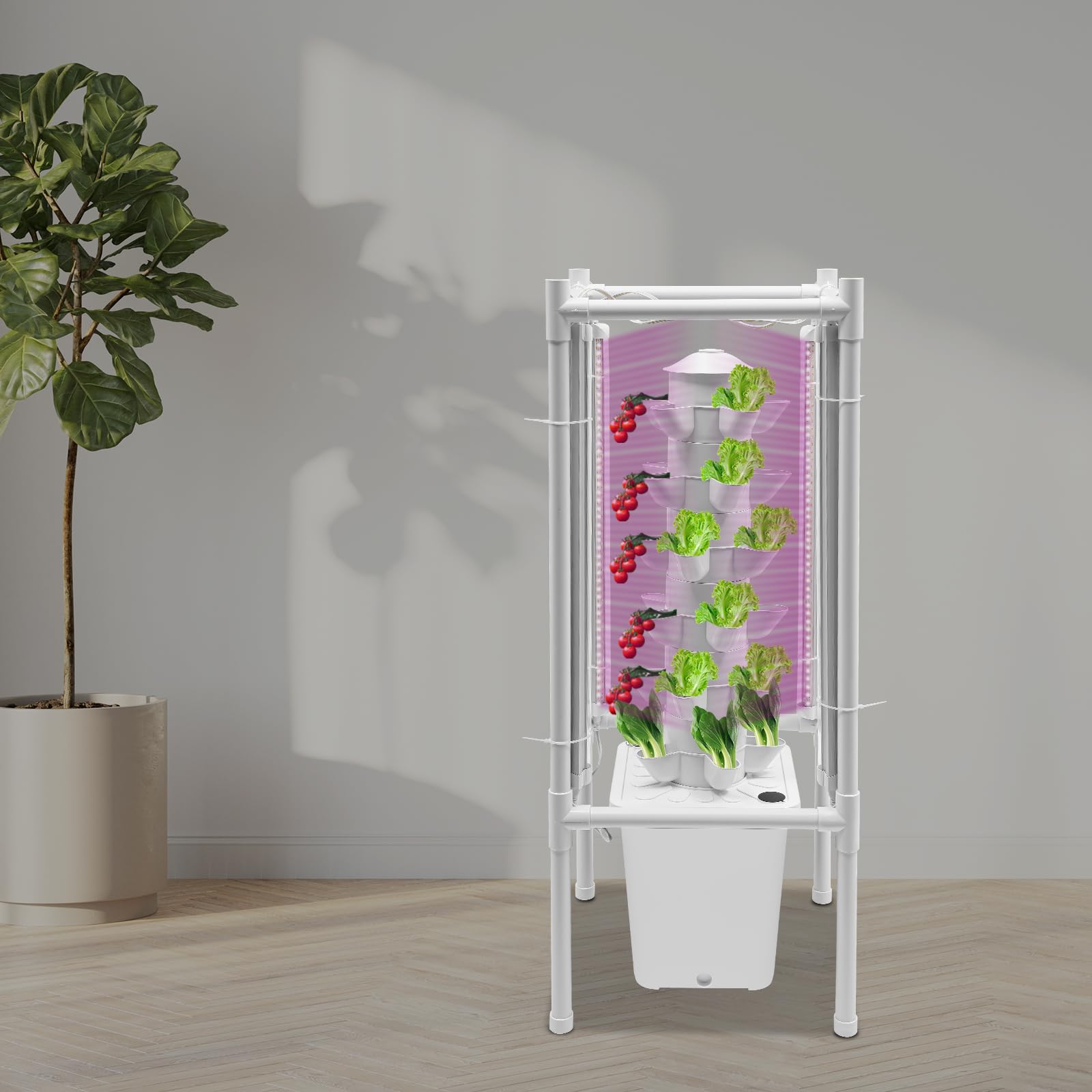 Sistema hidropónico, torre hidropónica de 6 capas, torre aeropónica con depósito de agua grande de 10 litros, torre hidropónica vertical con 30 agujeros para plantar, kit de cultivo aeroponics para