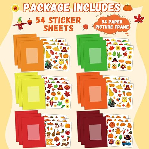 Miniatura 2 de Qyeahkj Paquete de 54 marcos de fotos de otoño para niños, bricolaje, calabaza, hoja de arce, pavo, manualidades, otoño, Acción de Gracias,