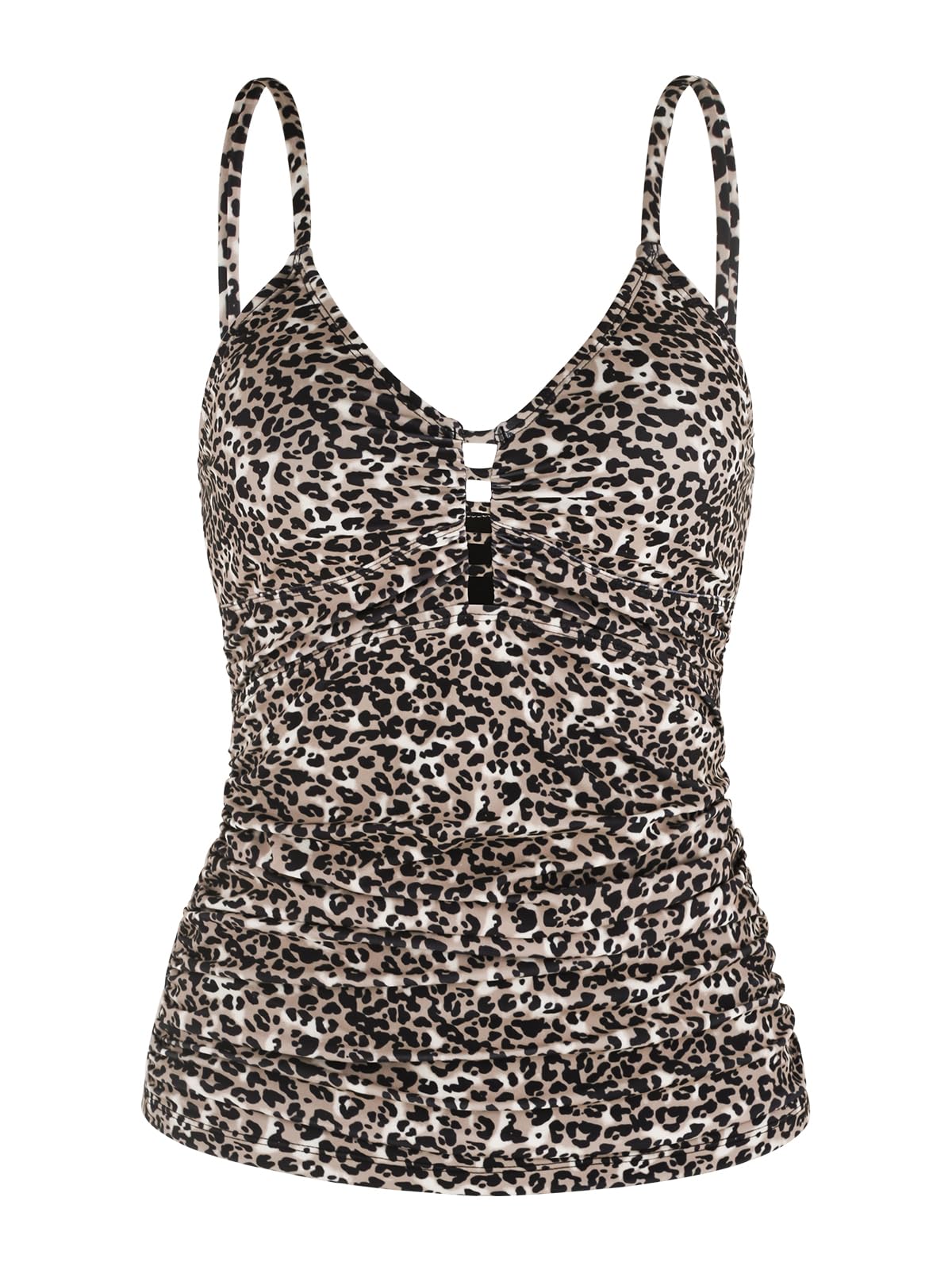 Ocean Blues Damen Retro Tankini Oberteil Bauchabdeckung Bademode mit Verstellbaren Trägern