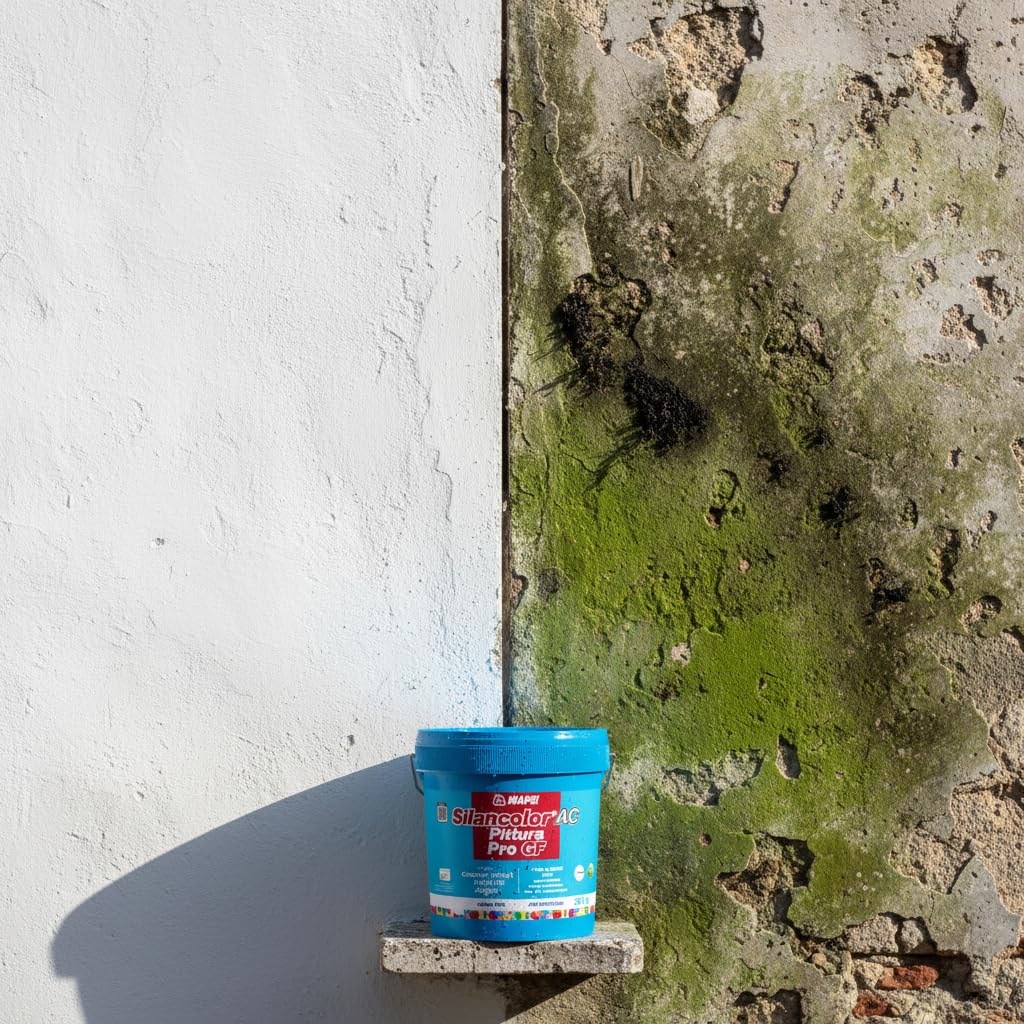 MAPEI Silancolor AC PRO GF, Pittura Acril-silossanica Idrorepellente per Interni ed Esterni, Resistente a Muffe e Alghe, Bianco (20 Kg)
