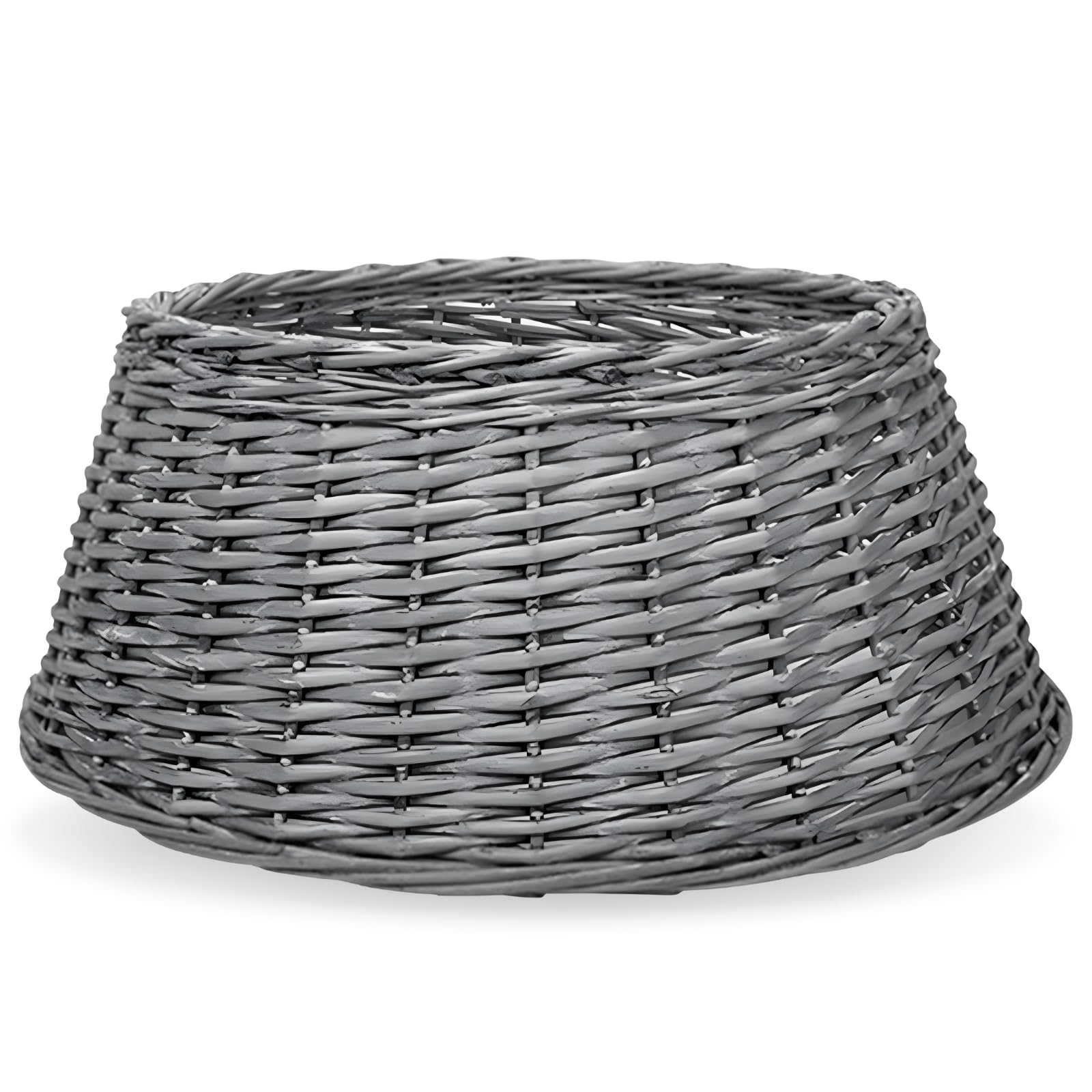 Muriel Bargains Grey Natural Wicker Christmas Tree Skirt – Rustic Handwoven Tree Base Cover For Real & Artificial Trees – Decorative Tree Stand Hider For Festive Home Décor – Reusable Holiday Accessory (Medium - D60)