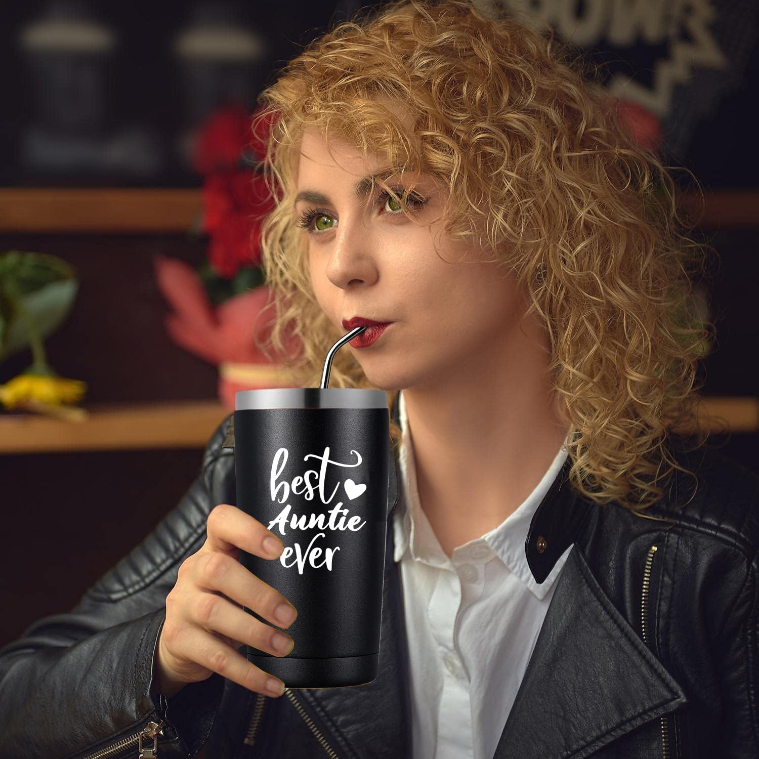 Best Auntie Ever Tumbler Aunt Gifts from Niece Nephew, 20 OZ Travel Coffee Mug Christmas Birthday Tumbler Cup for Women Aunty Aunt to be - Image 4