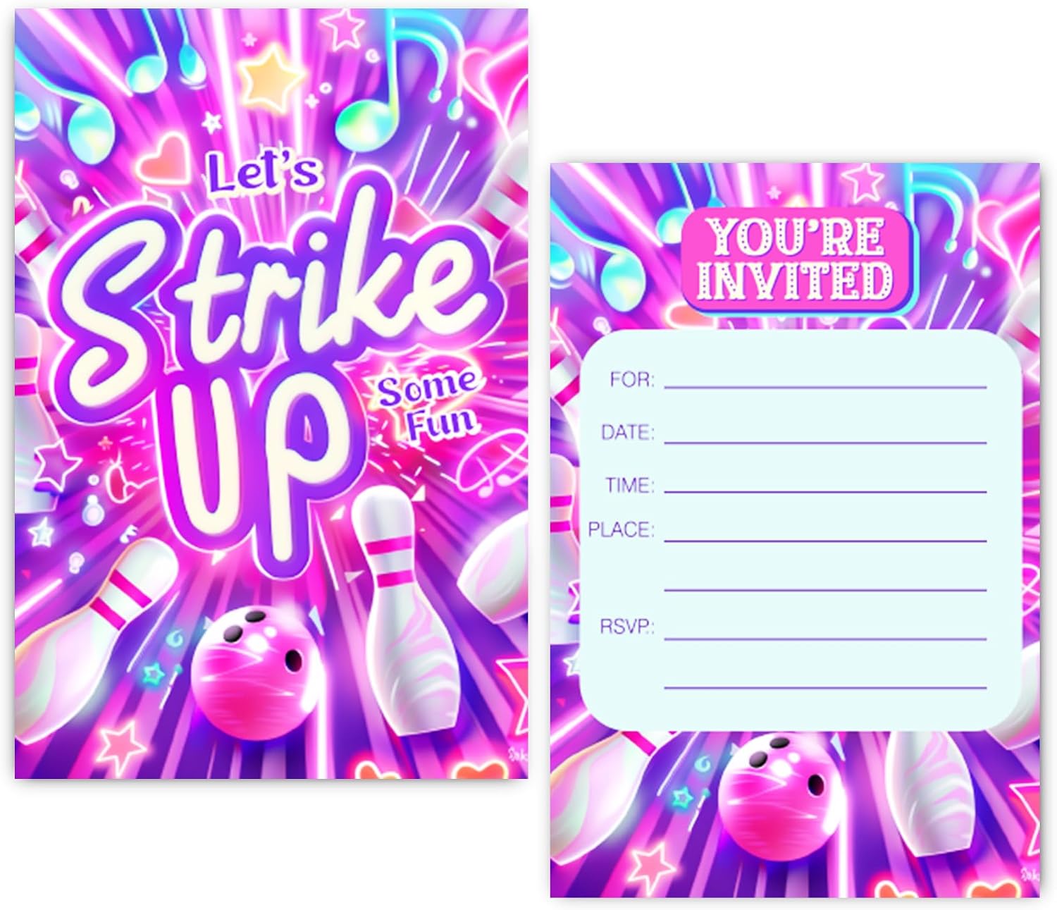 Pink Doll Birthday Party Invitation for Girls, Let's Go Party Birthday Supplies, 30 Cards With 30 Envelopes
