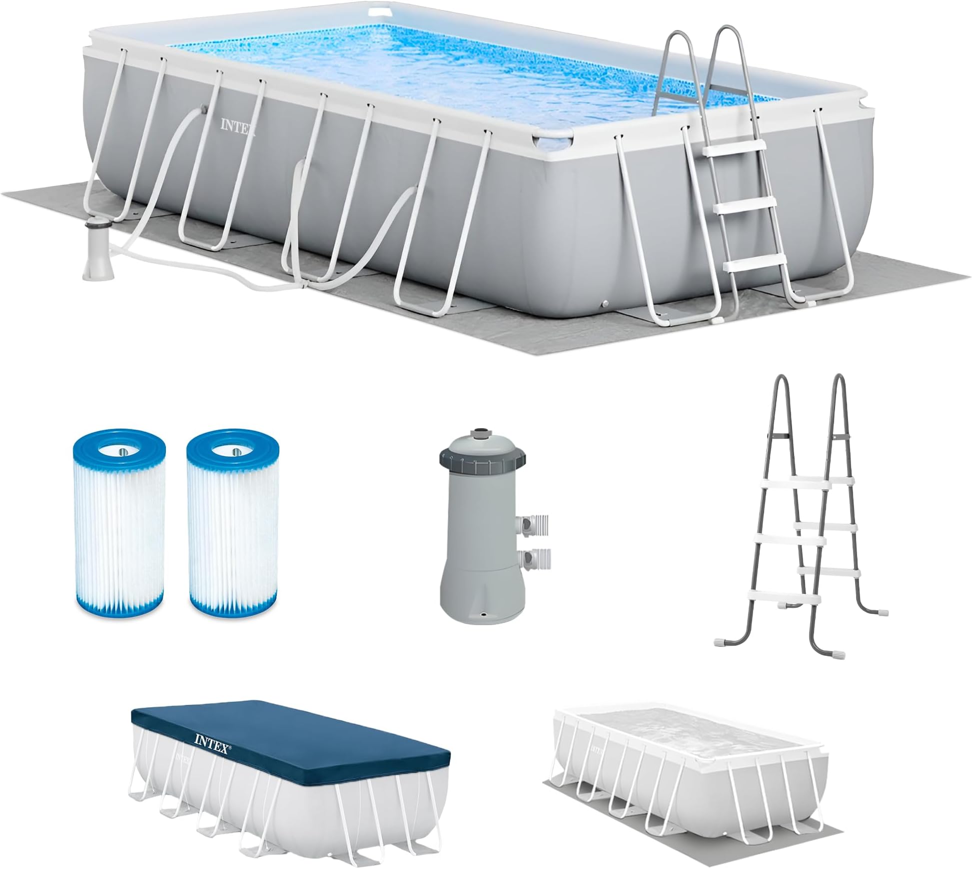 Amazon.com: 18ft X 9ft X 52in Rectangular Ultra Frame Pool Set : Patio ...