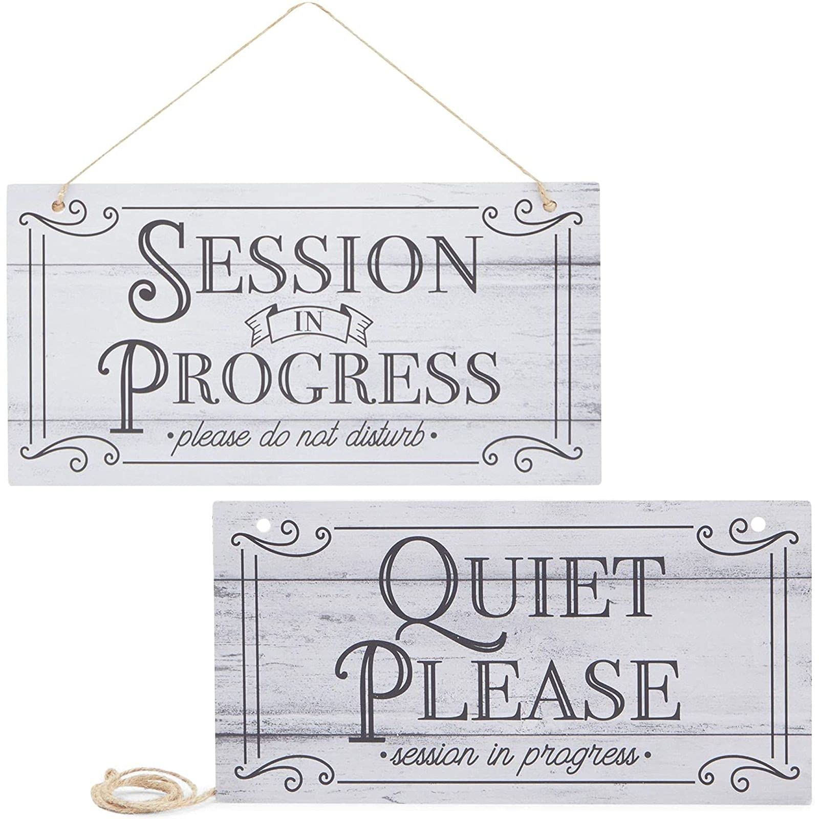Stockroom Plus Hanging Door Sign for The, Quiet Please Session in Progress (5 x 10 in, 2 Pack)