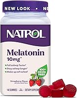 Vista 1 de Natrol Gomitas de melatonina, apoyo para dormir para adultos, melatonina 10 mg, 140 sabor a fresa, hasta 70 días