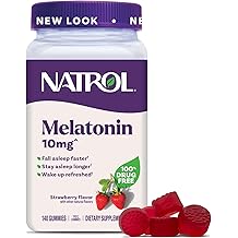 Natrol Melatonin Gummies, Sleep Support for Adults, Melatonin 10 mg, 140 Strawberry-Flavored, Up to 70 Days