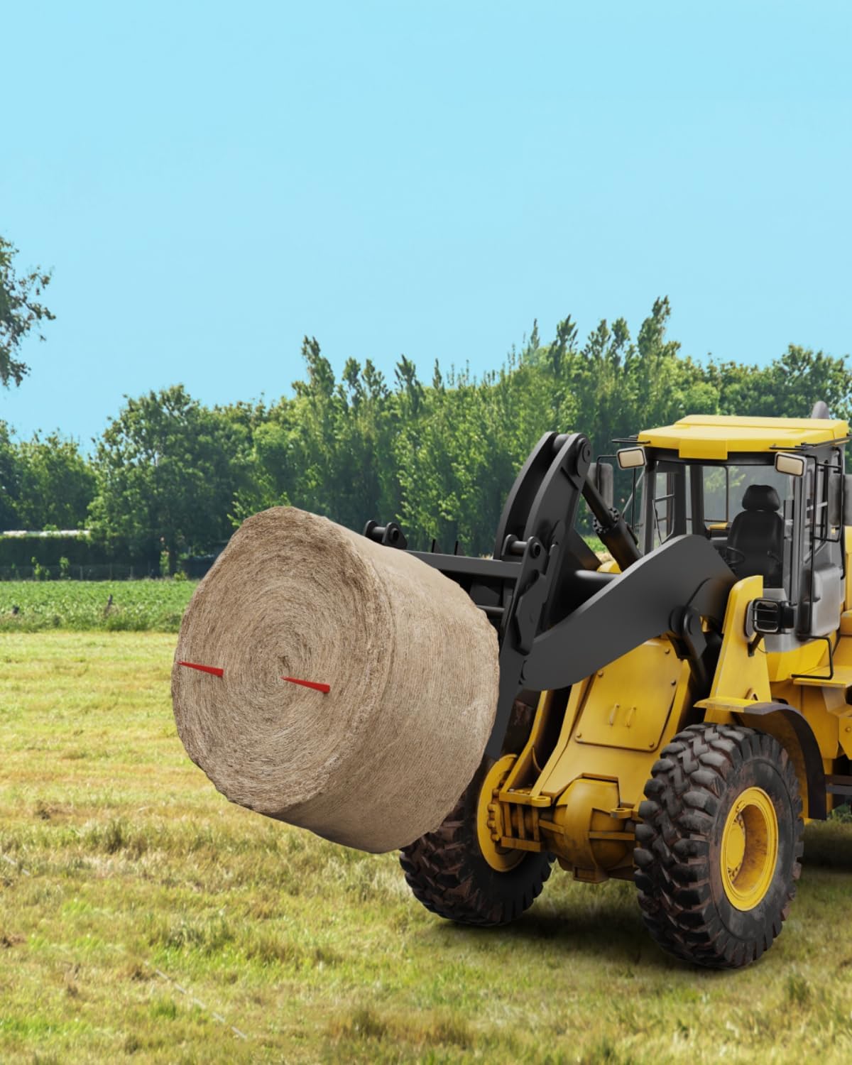 Garvee Fourche à foin 49" pour tracteurs et chargeurs, capacité 4500 lb, attache rapide, 2 pics stabilisateurs, écrou hexagonal, robuste – Idéale pour bottes de foin, Accessoire agricole