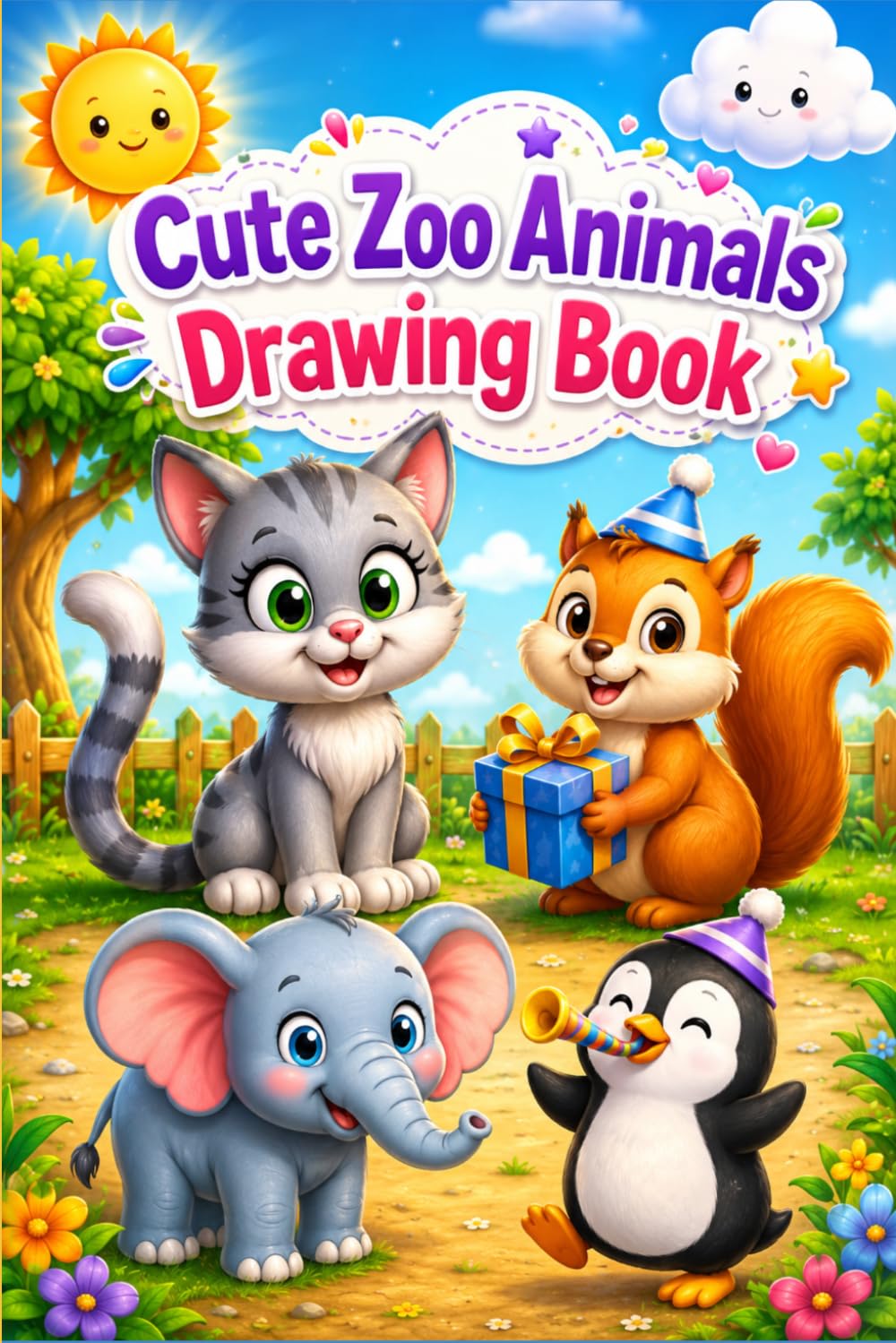 Cute Zoo Animals Drawing Book: Draw Lions, Elephants, Giraffes, Pandas, Tigers, and More in Easy Steps