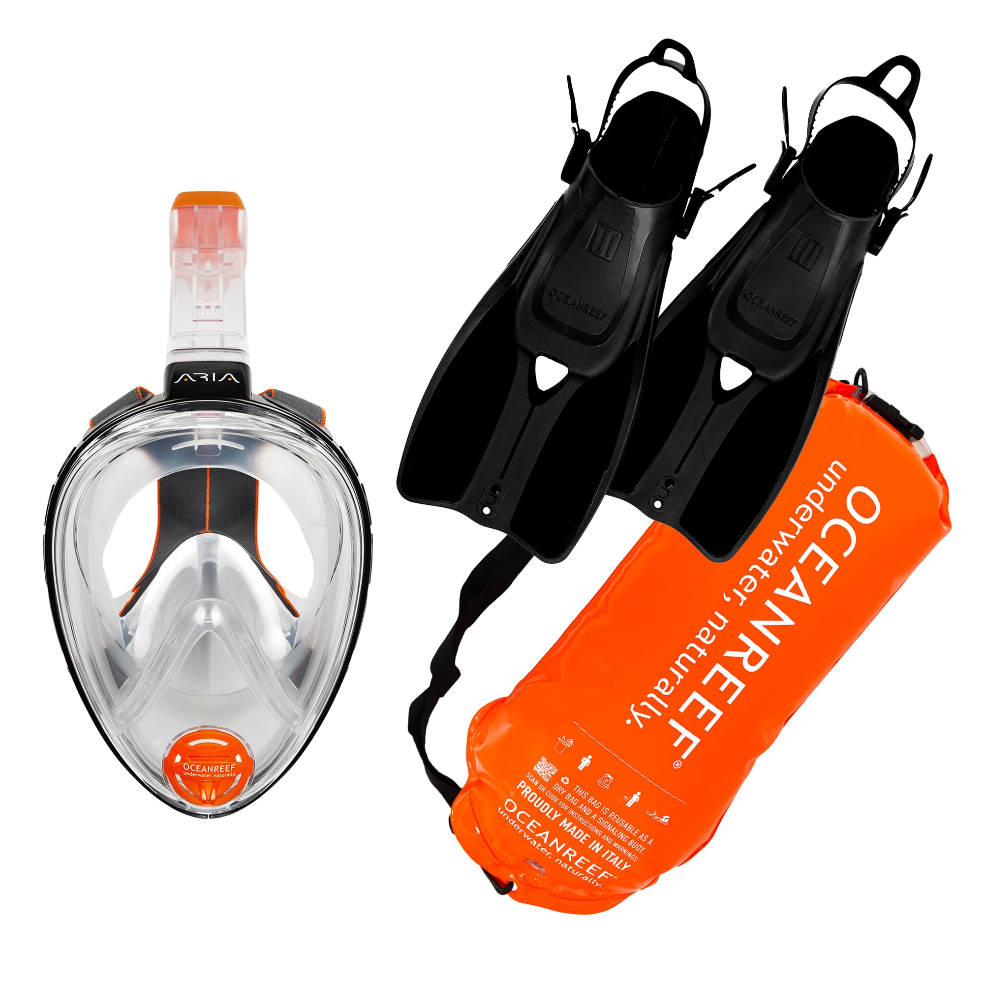 OCEAN REEF - Aria Classic Full Face Snorkeling Mask & Duo II Viaggio pinne