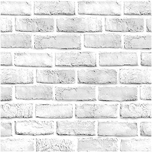 Papel tapiz de ladrillo blanco y gris de 17.7 x 118 pulgadas, rollo autoadhesivo extraíble para decoración de sala de estar, dormitorio, pared