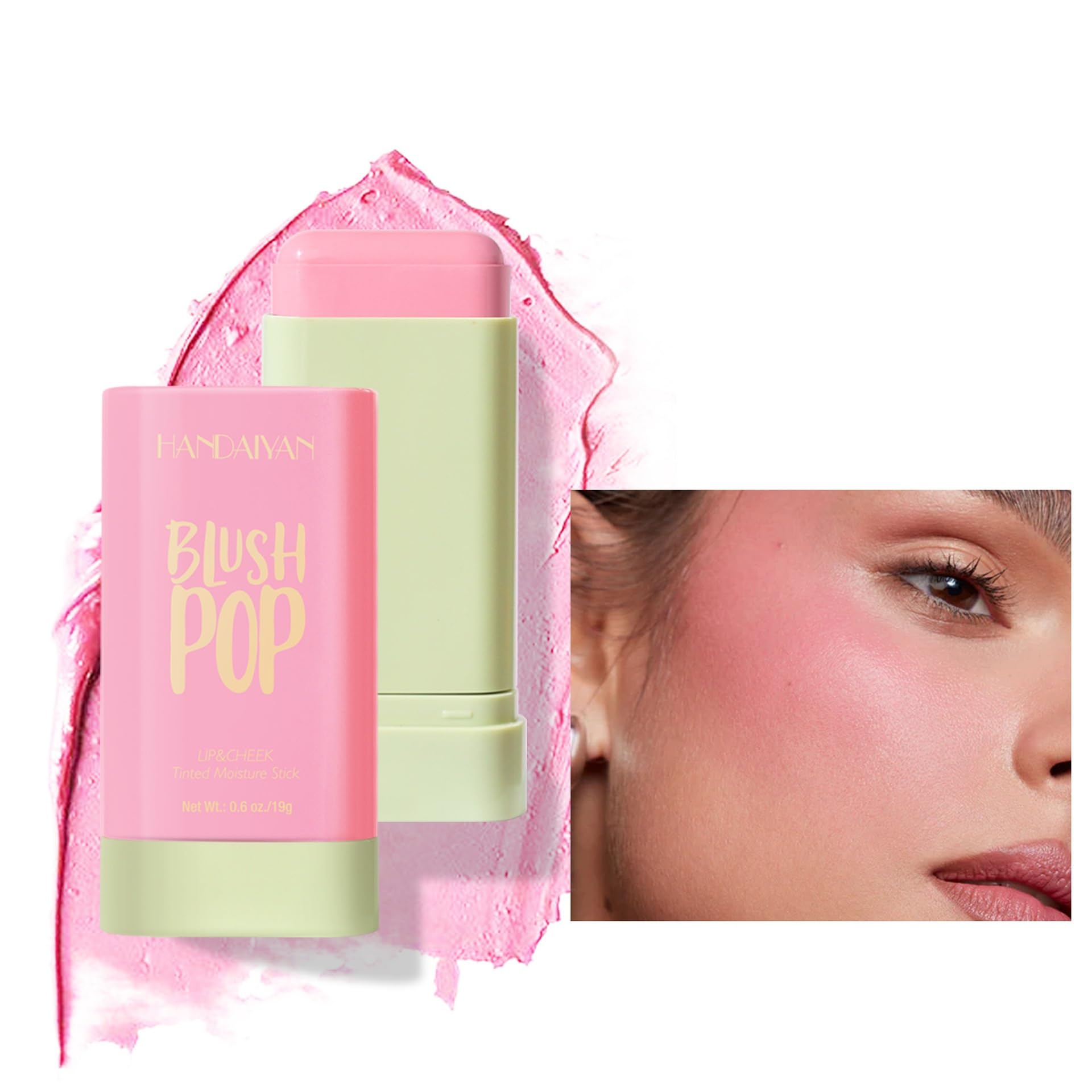 Colorete en barra, colorete en crema 2 en 1 para labios y mejillas, colorete en crema hidratante con un acabado mate natural, ligero, fácil de difuminar, versátil para todos los tonos de piel (01)