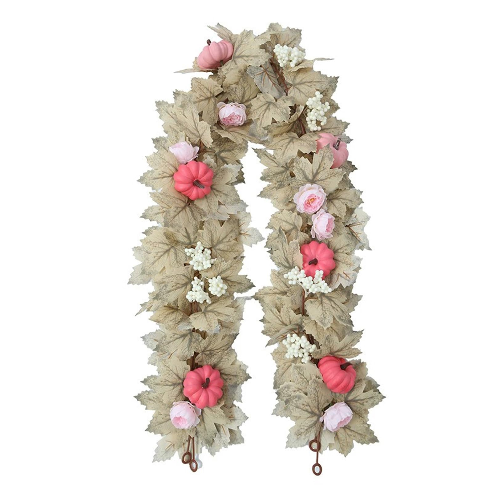 ALCXAZS Fall Wonder Artificial Autumn Leaves Wreaths For Indoor And Outdoor Decorations Autumn Garland Leaves Christmas , Pink Rattan Model A , A