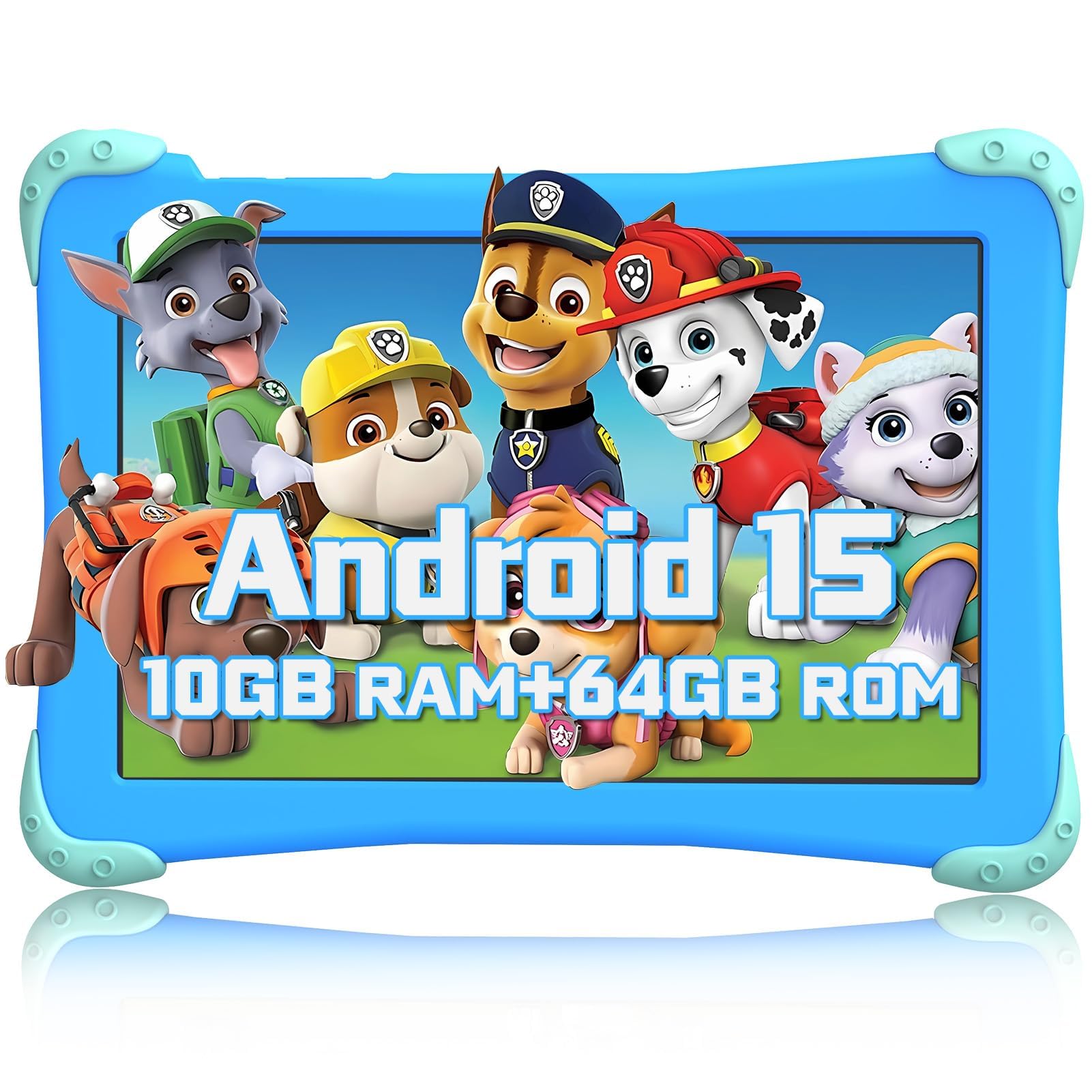 Fivahiva Kids Tablet 10 inch, Android 15 Tablet for Kids 3-7, 10GB RAM 64GB ROM, Octa-Core, Ad-Free Content, Large HD IPS Display, WiFi 6, Dual Camera,Bluetooth, Great Gift for Toddler (Blue)