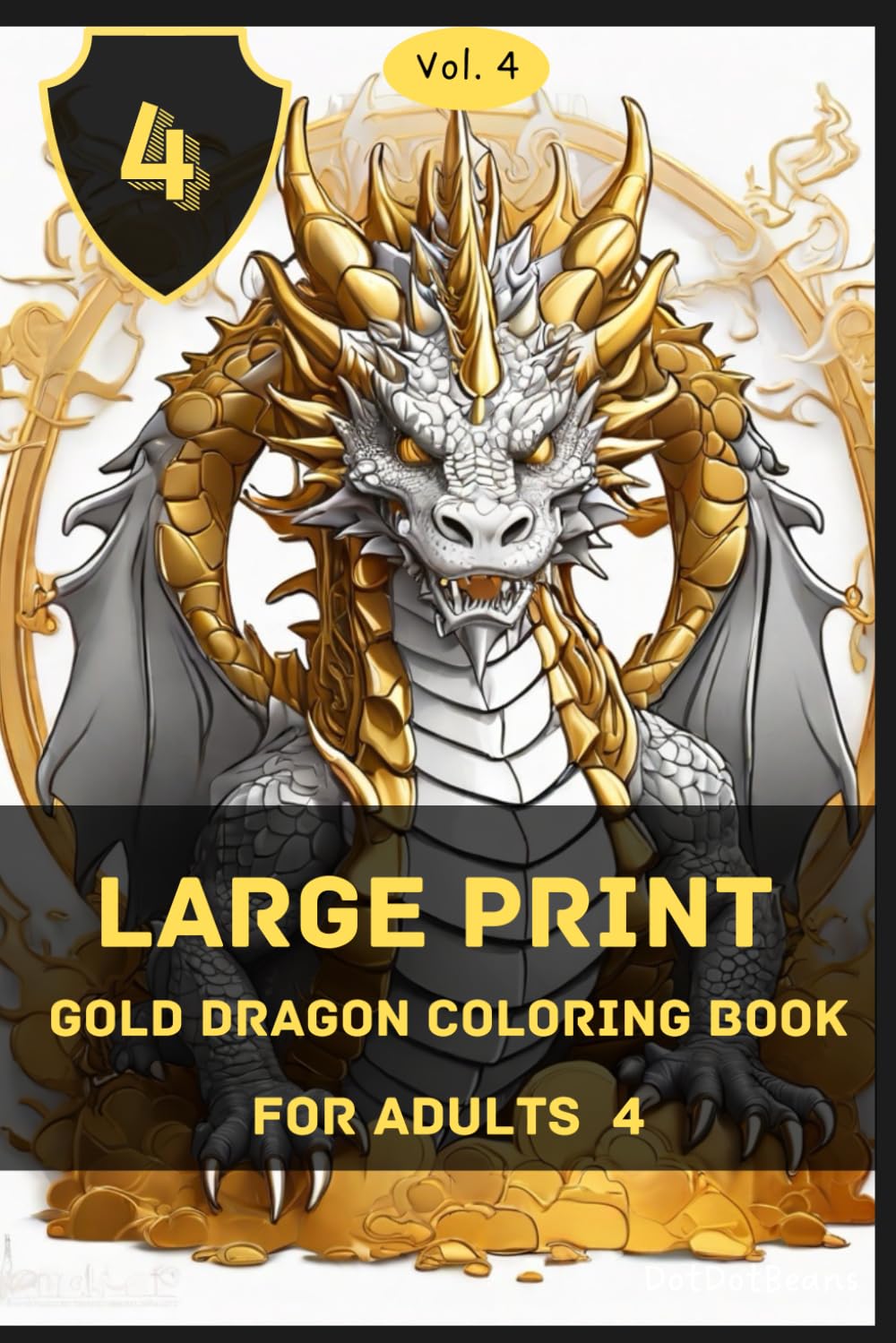 Large Paint Gold Dragon Coloring Book for Adults 4