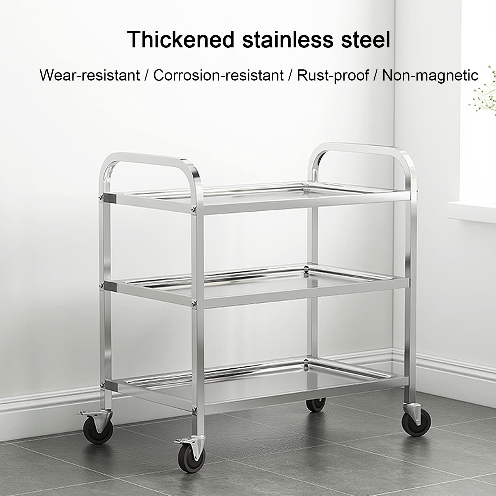 Carrello da cucina rimovibile in acciaio inox a 2/3 livelli con ruote Carrello da cucina per sala da pranzo e stoccaggio Carrello per alimenti da cucina nizer su ruote