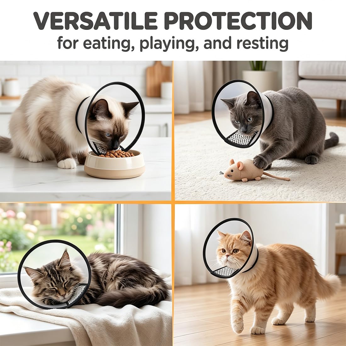 Collerette Chat, 1 Pièce Cône Plastique Protecteur Anti-Morsure, Taille 18-22Cm Noir Et Blanc Pour Chat Adulte