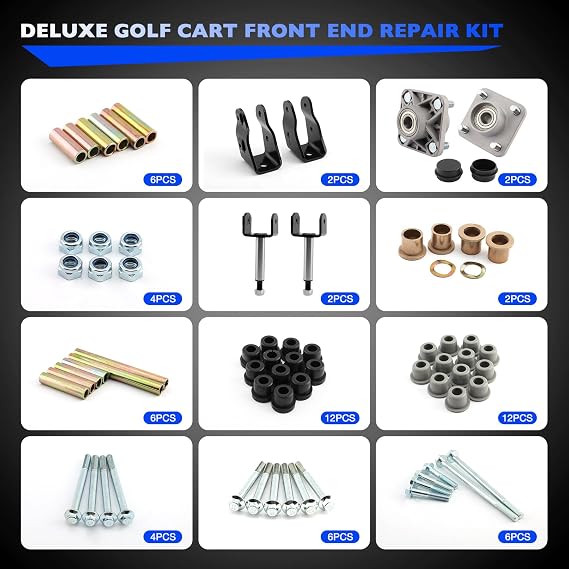 Club Car Precedent Front End Repair Kit with King Pin & Bushings, Wheel Hub, and Bearings, for 2004+ Club Car Golf Cart Models, Deluxe Set Replaces 102357701