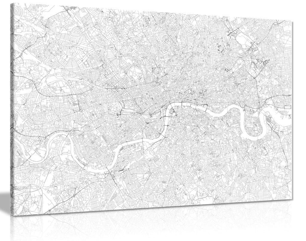 Panther Print White Street Of London Black & Canvas Wall Art Picture Print (24X16)